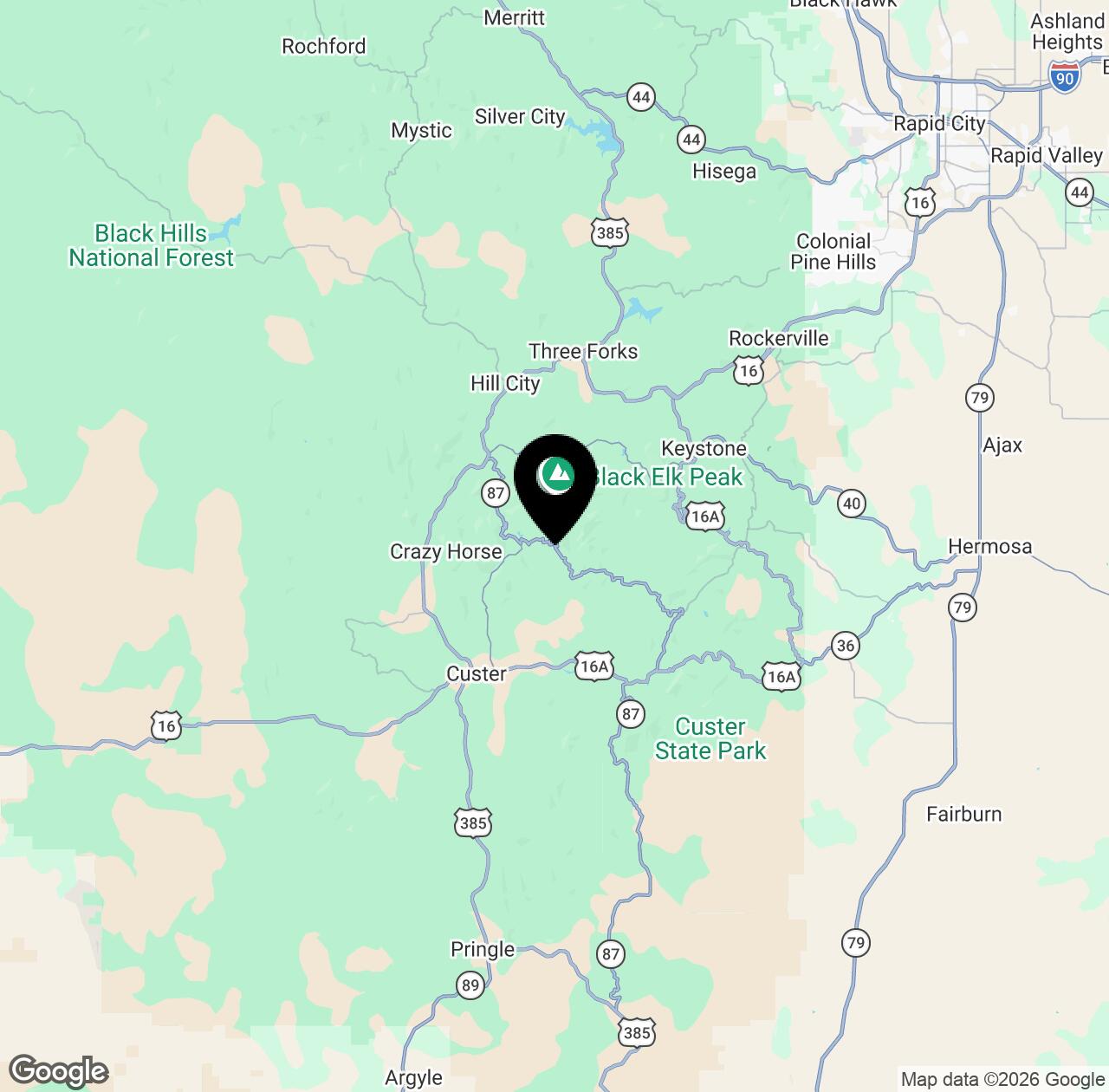 Map preview for Cathedral Spires Trailhead