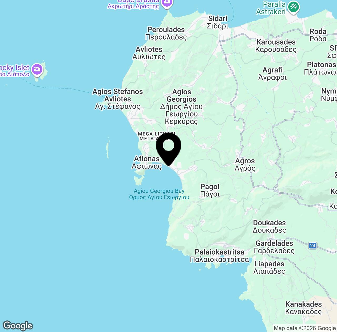 Map preview for Agios Georgios beach