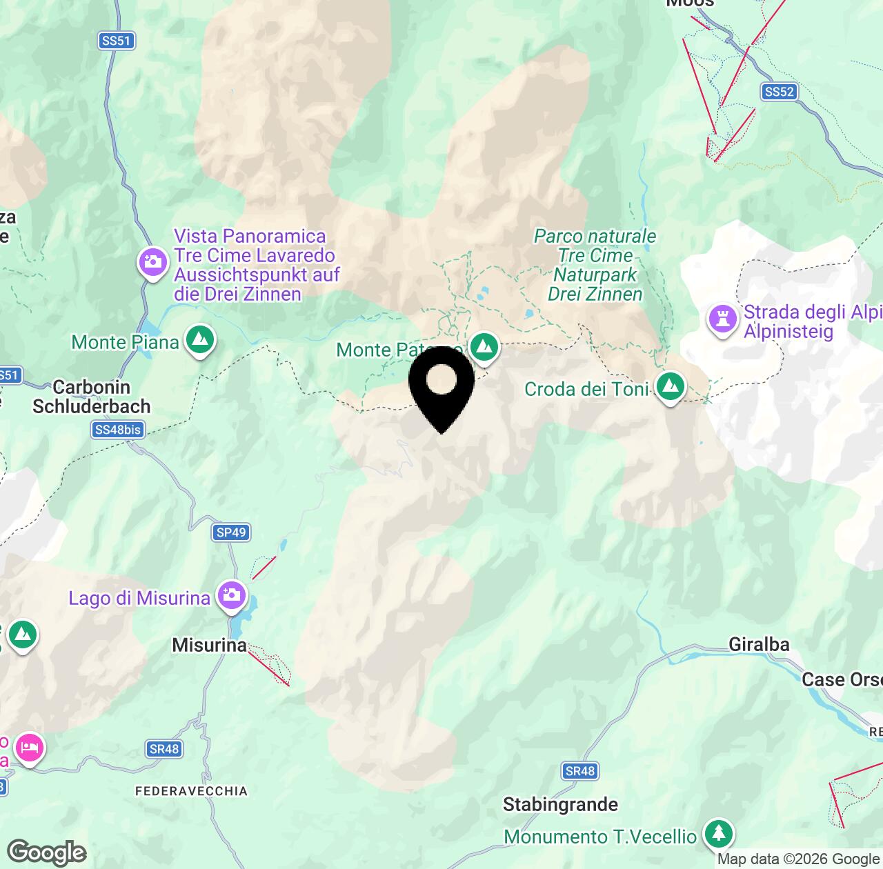 Map preview for Auronzo Refuge Trail-Lavaredo Refuge