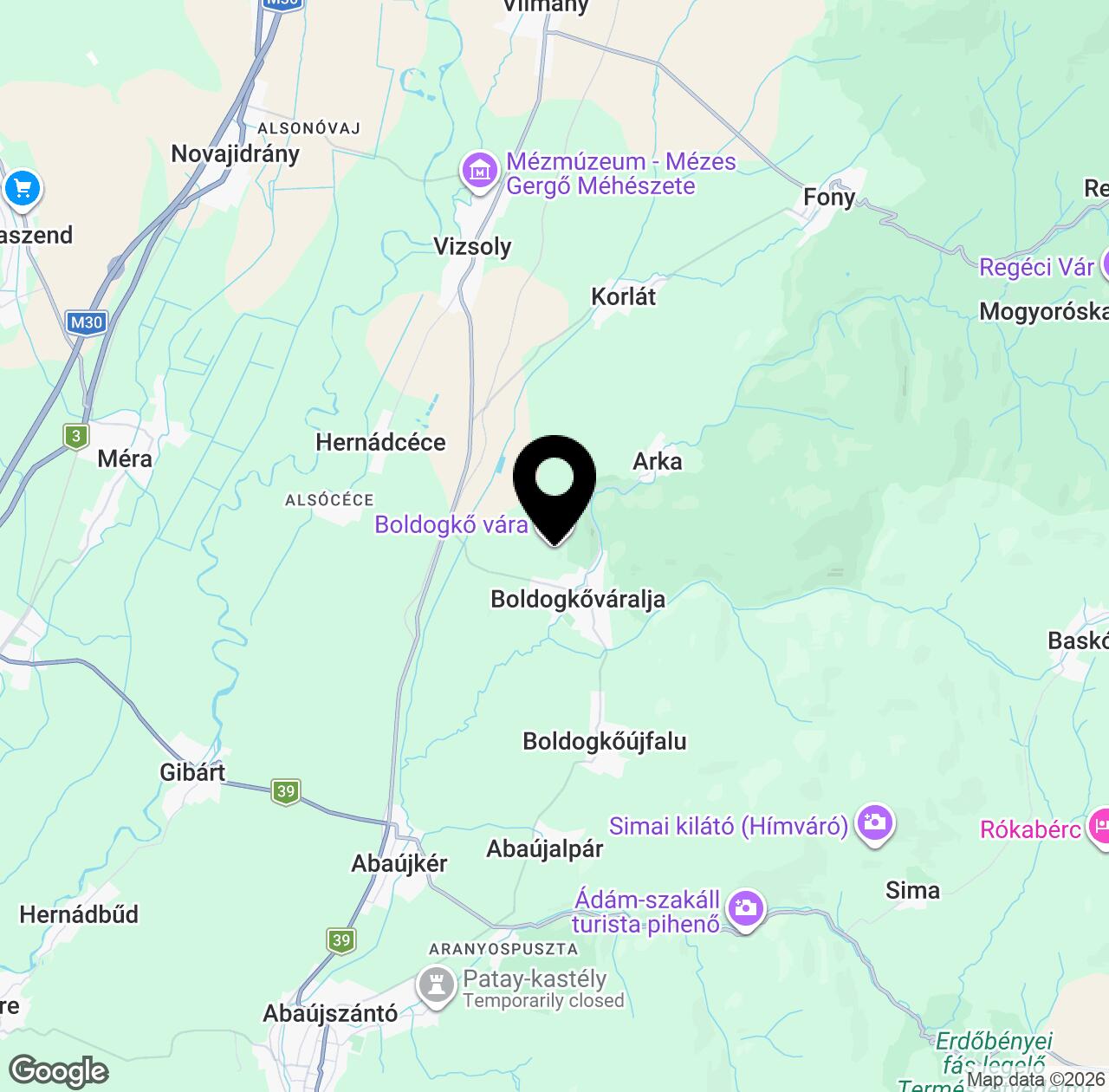Map preview for Boldogkő Castle