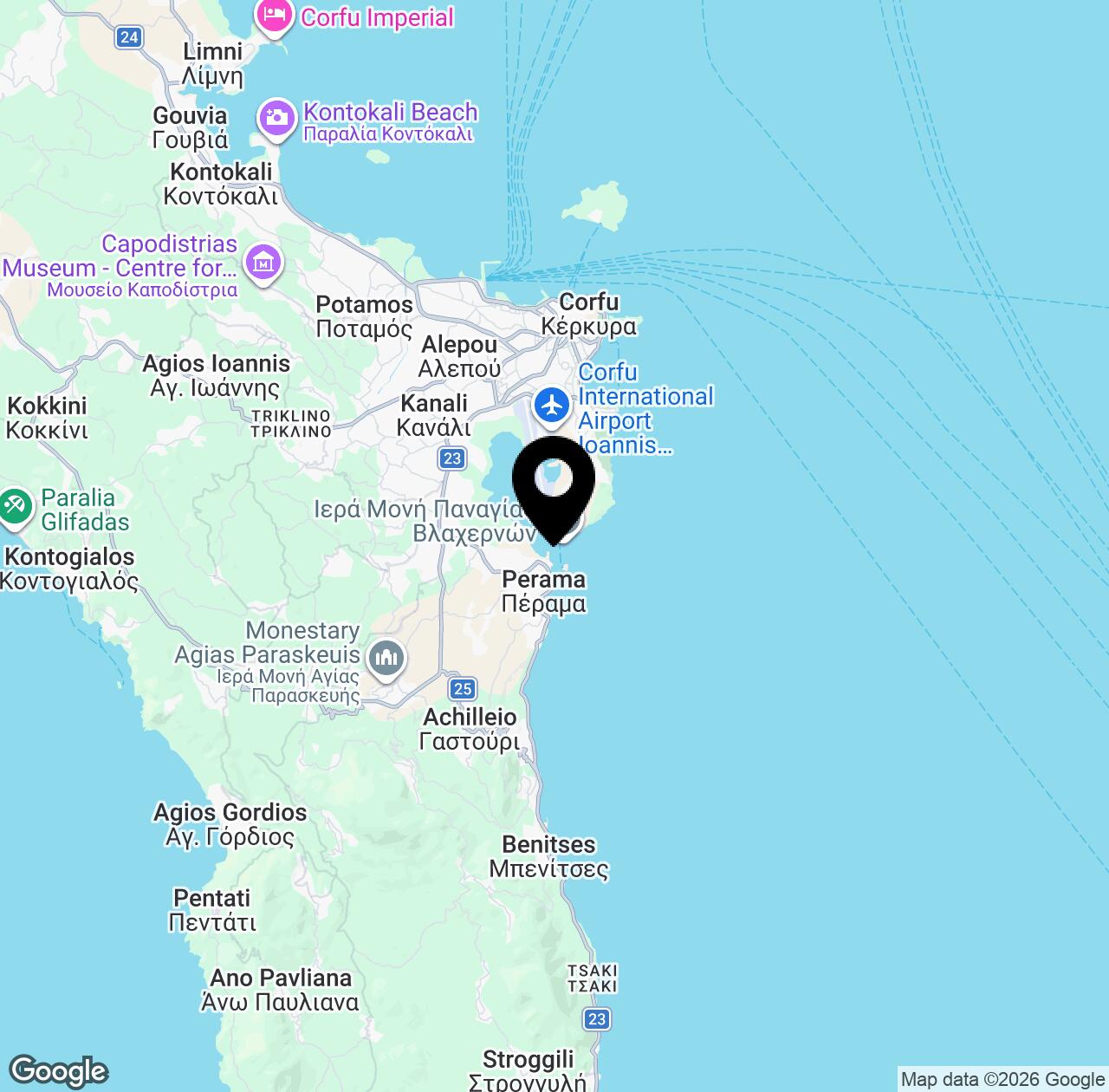 Map preview for Corfu Airport Planespotting Spot