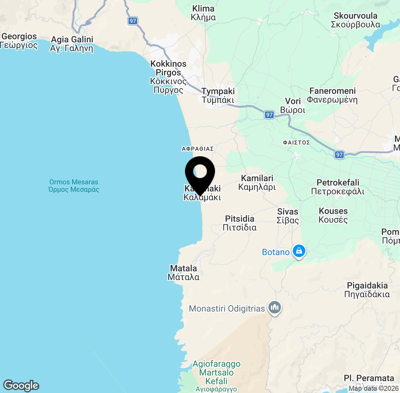 Map preview for Kalamaki Beach
