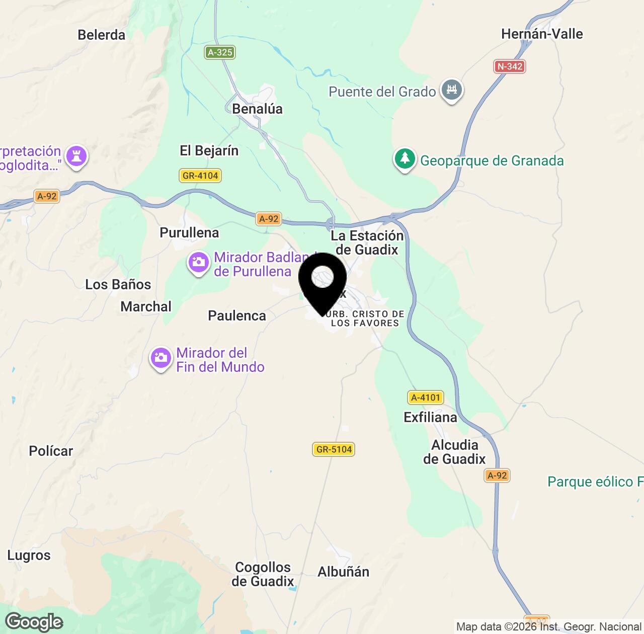 Map preview for Mirador Guadix