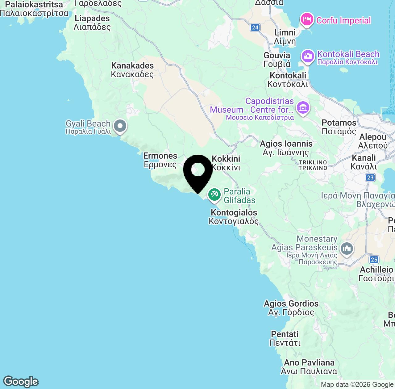 Map preview for Myrtiotissa Beach
