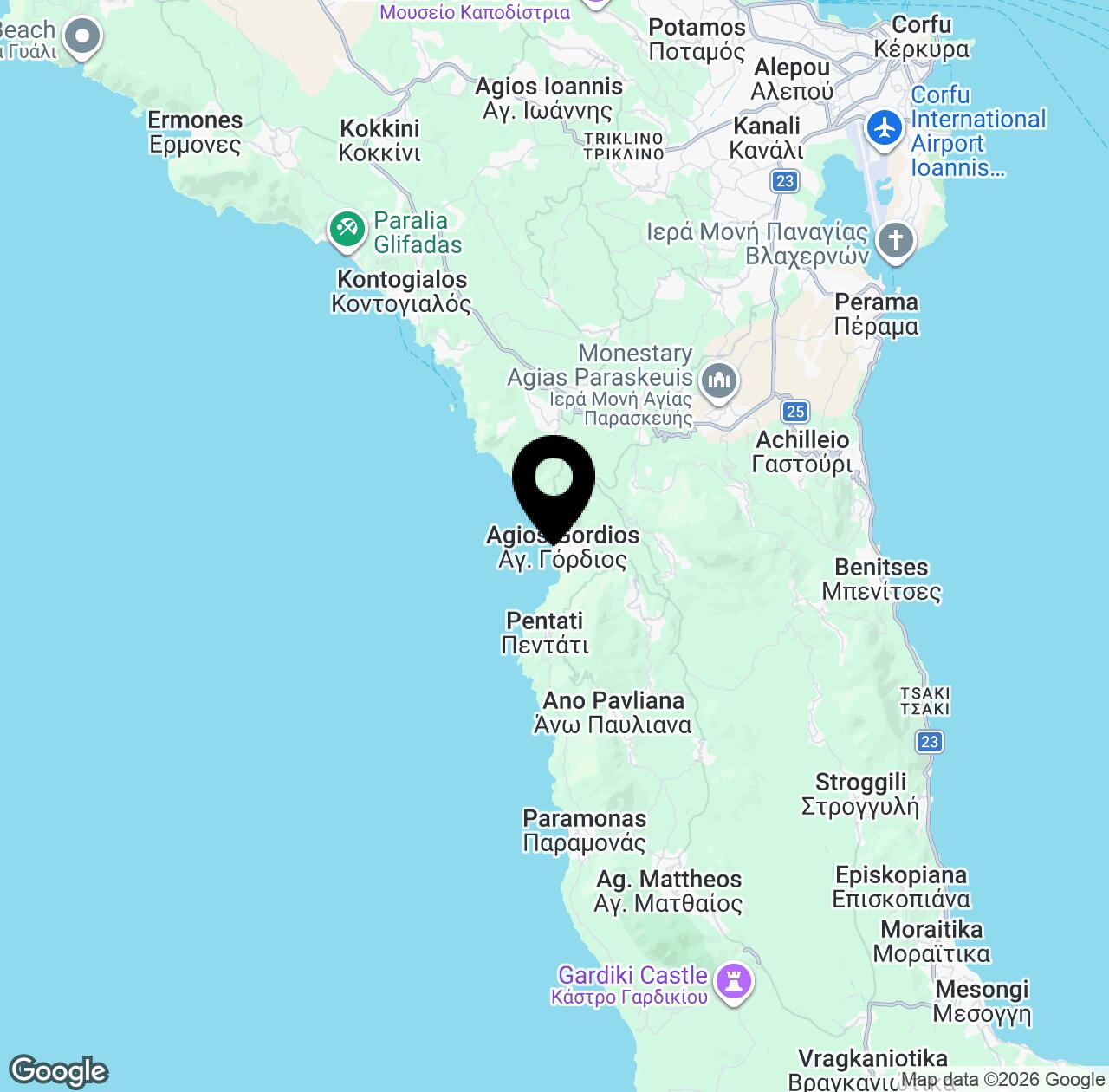 Map preview for Saint Gordios Beach