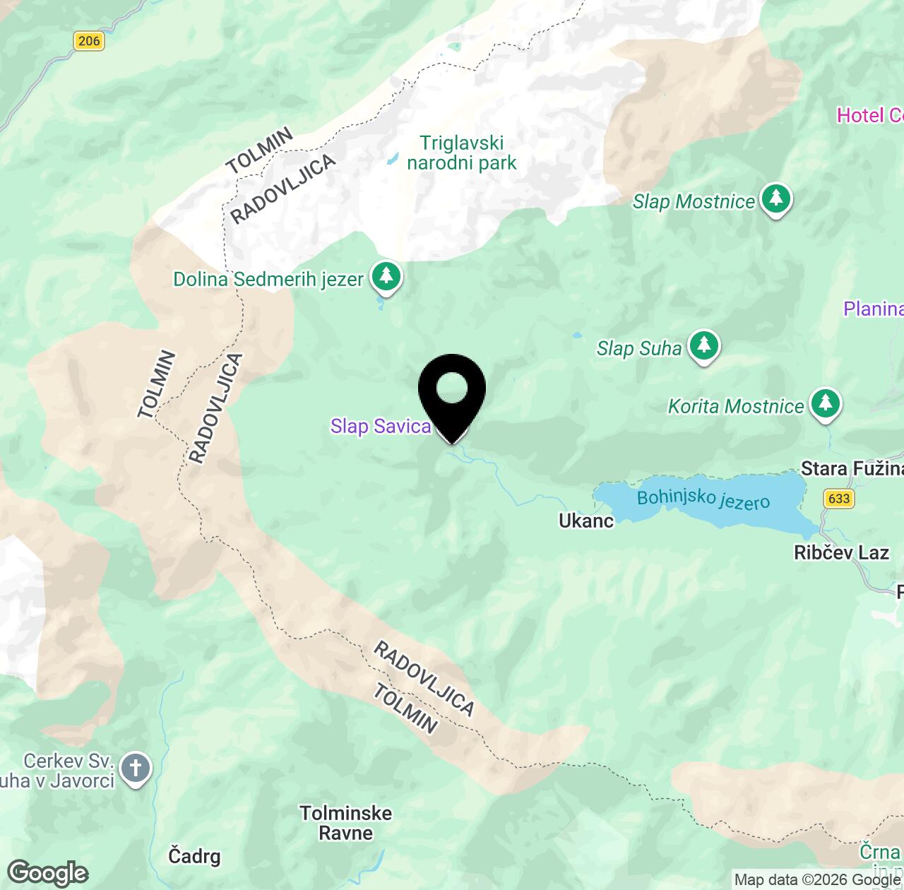 Map preview for Savica Waterfall