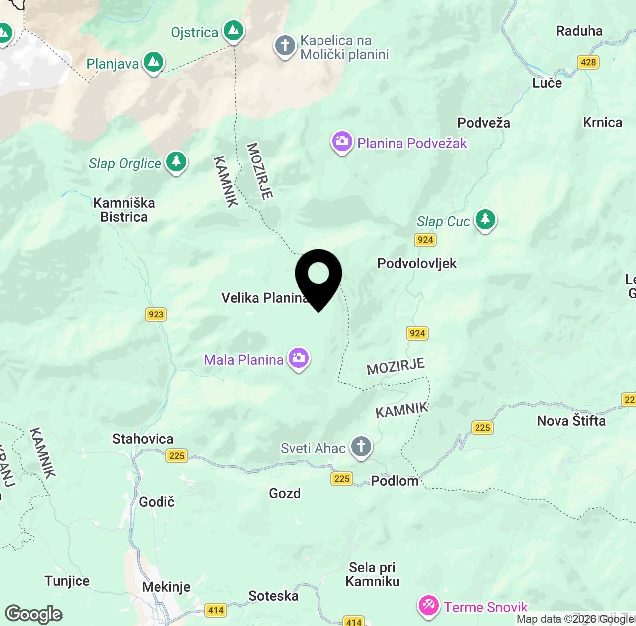 Map preview for Velika Planina