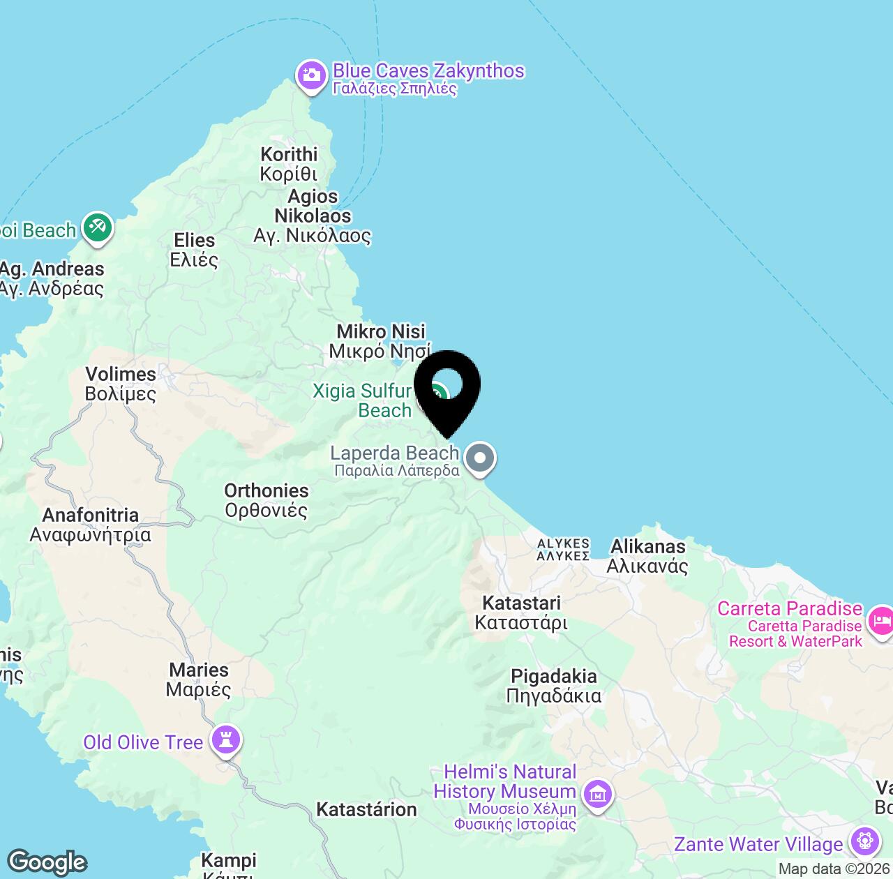 Map preview for Xigia Pelagaki Beach